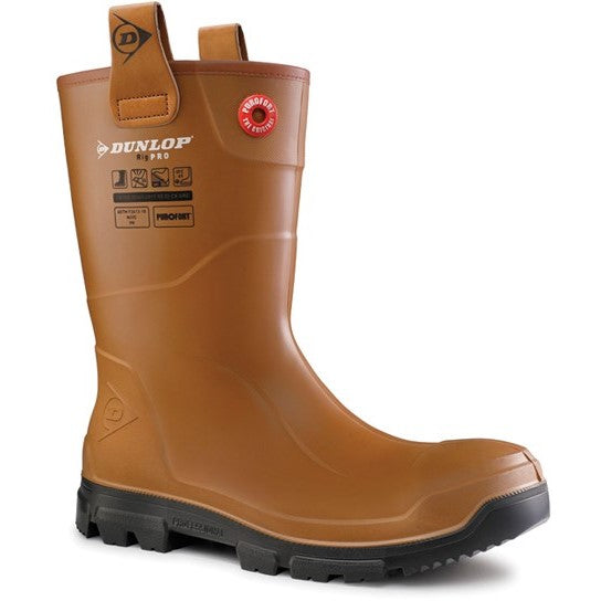 Unisex Dunlop Brown Purofort RigPRO Full Safety Wellington – DunlopUK