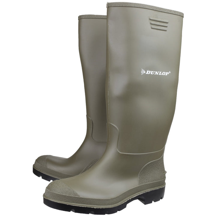 Dunlop Men's Pricemastor 380BV Wellington Boots - Mid-Calf Rubber Rain Boots (Size 11 US, White/Green) - View #8