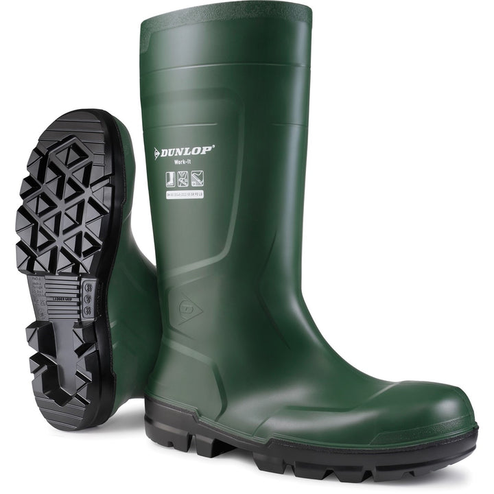 Unisex Dunlop Green Work-It Full Safety Wellington – DunlopUK